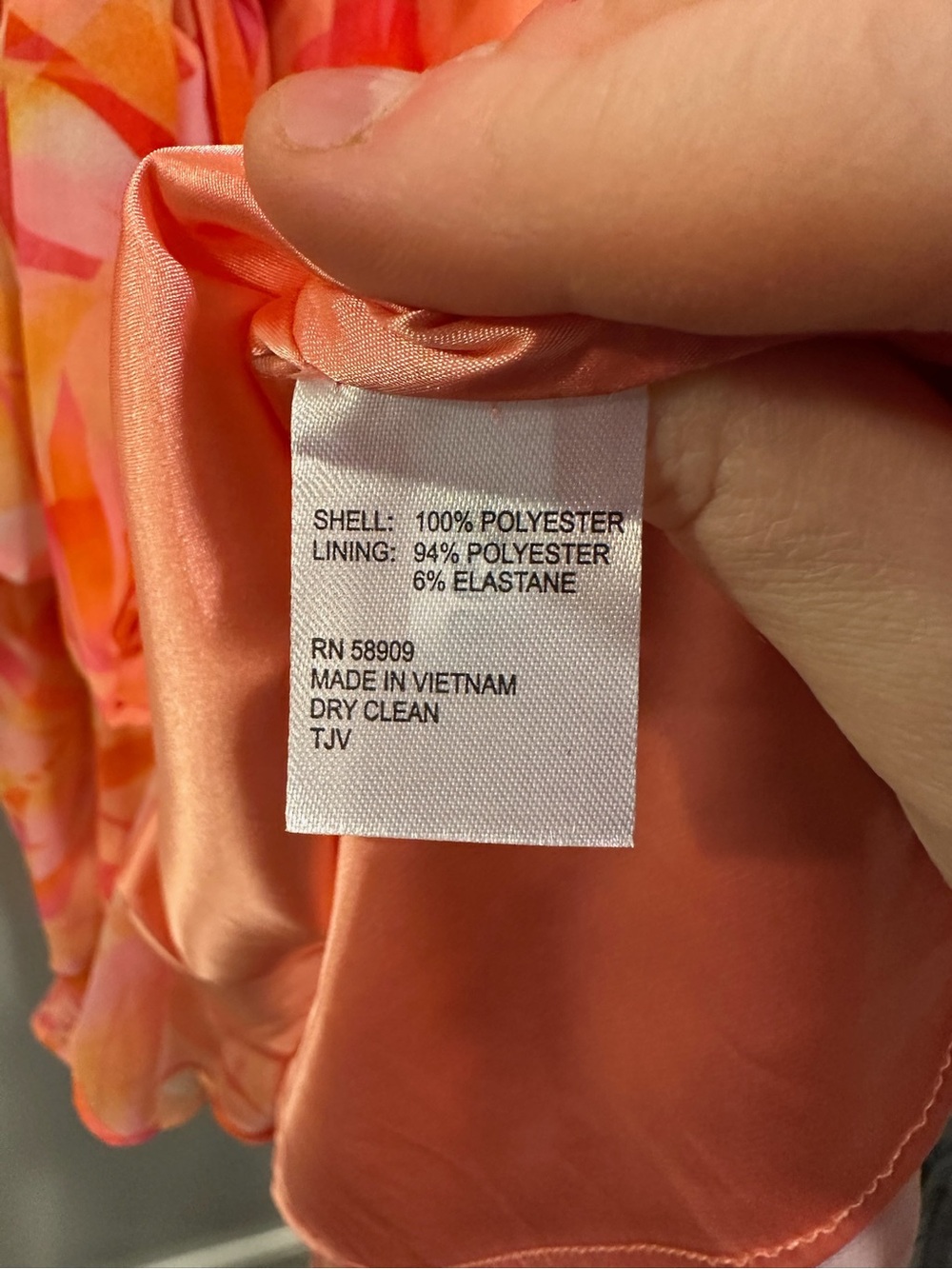 Alex Marie Long Sleeve V-Neck Pink and Orange Ruffle Hem Tie Waist Dress Size 12 - Picture 4 of 5